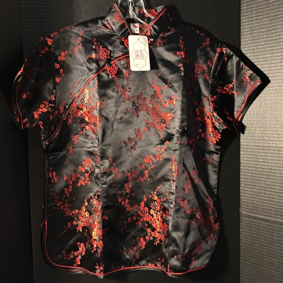 Shanghai green black and red Oriental top. XXXXL.fits like XL NWT ornate - Picture 5 of 12